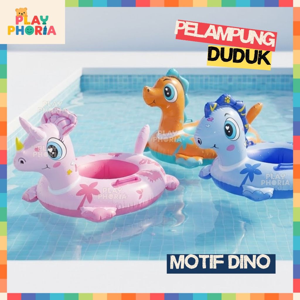 Pelampung Ban Renang Duduk Anak Bayi 3D Karakter Dinosaurus Swim Ring Float Kids Cute Dino Baby Boat