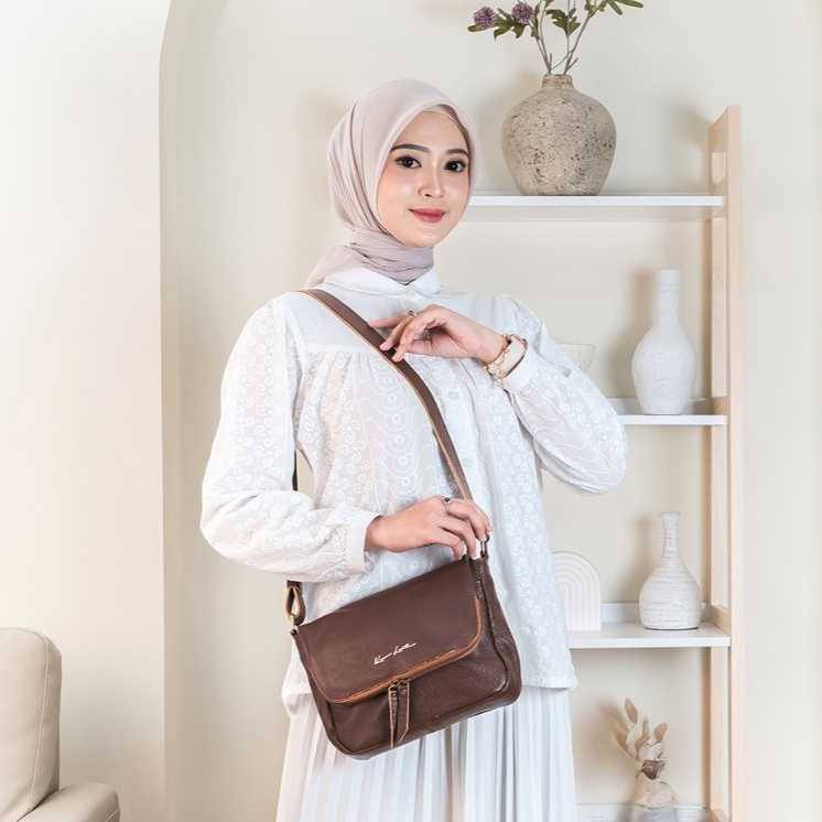 Kenes Leather Sling Bag Wanita Tas Selempang Kulit Asli ALICE - Free Grafir Nama