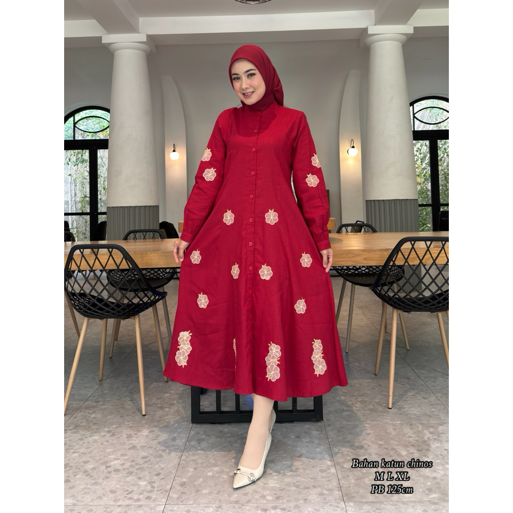 RIDD FASHION - MIDI DRESS/BORDIR/KATUN CHINOS/MIDI BORDIR