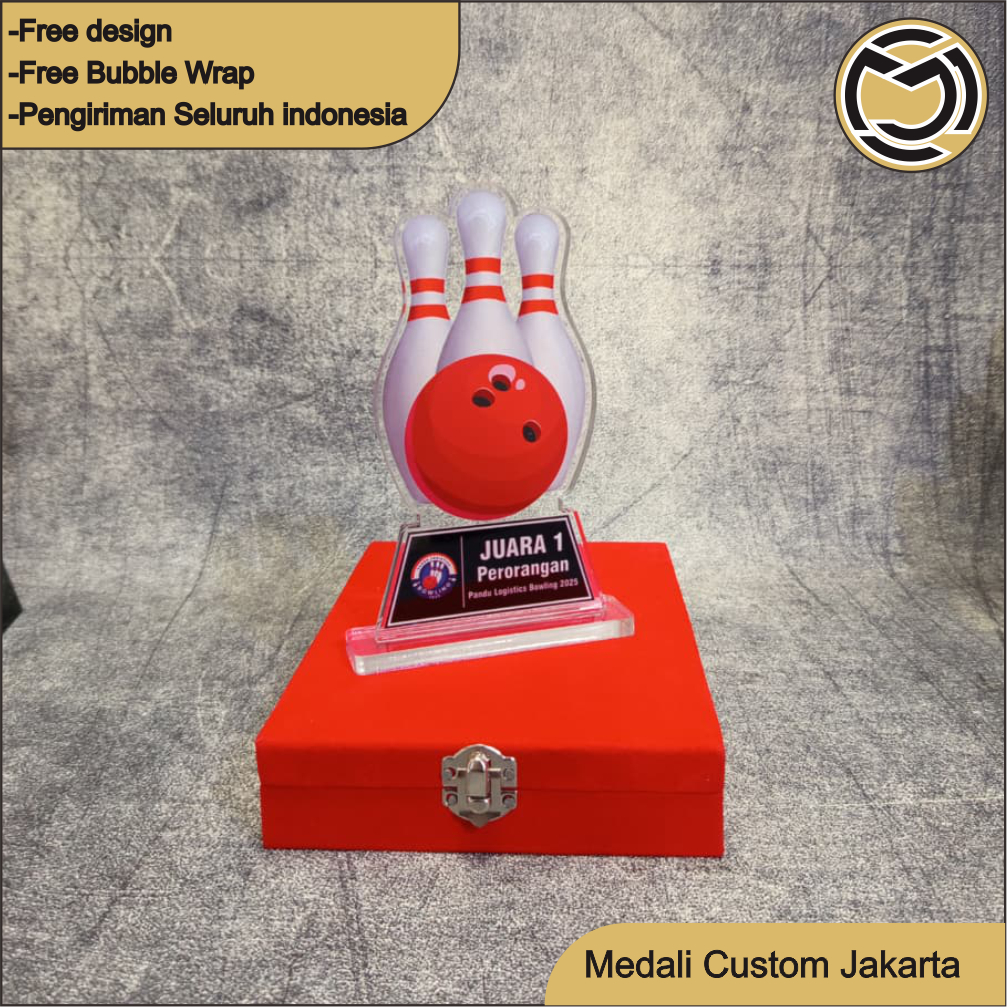 Plakat Akrilik | Plakat Akrilik Bowling | Plakat 1 Hari Jadi | Free Desain