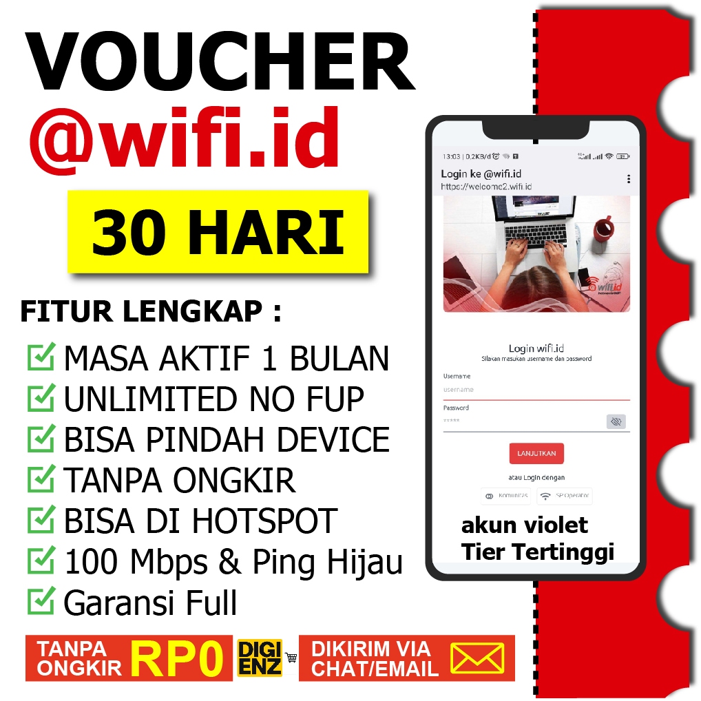 Voucher Wifi id 30 Hari Akun Violet