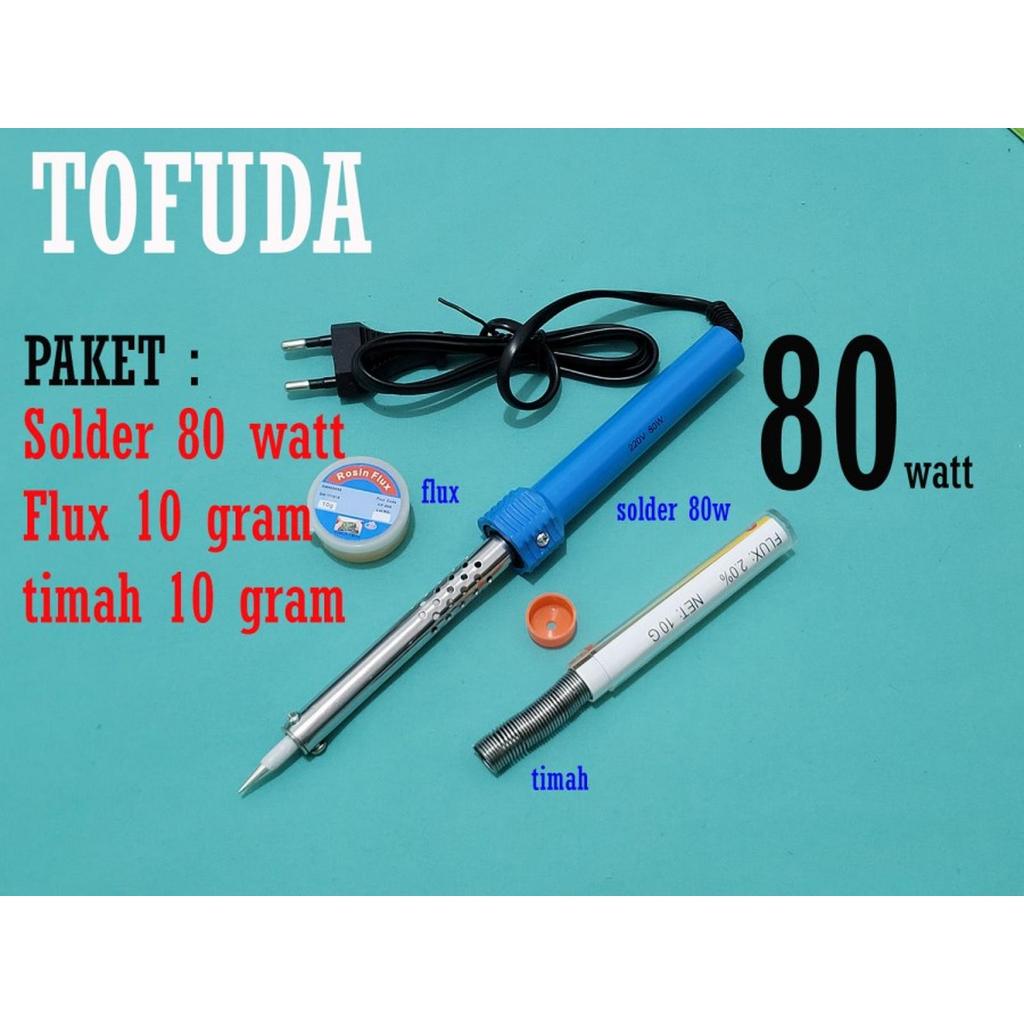 solder listrik 80w tofuda komplit ( solder 80w + timah + flux ) 80 watt soldering kit