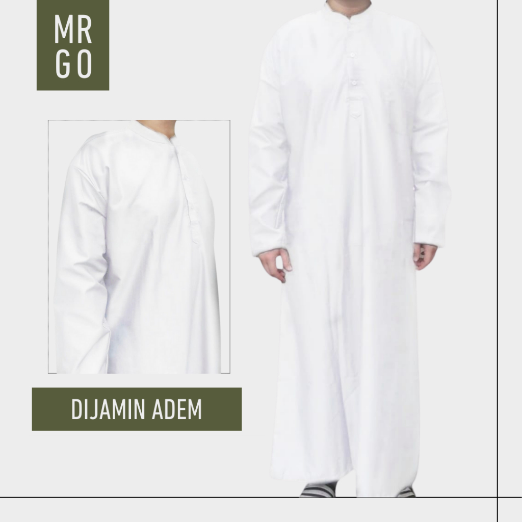 MRGO | Gamis Jubah Pria Toyobo DEWASA & ANAK Premium Adem Putih Bersih Thobe Tebal Muslim Polos Musl