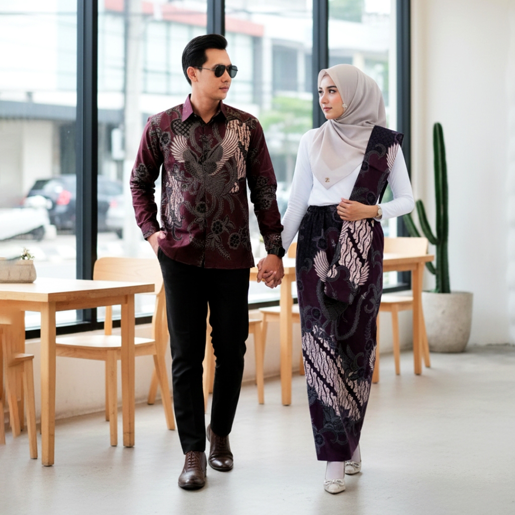 Batik Couple Termurah - Rok Batik Couple Bawahan Kebaya Modern Kemeja Slimfit Baju Batik Furing Baju