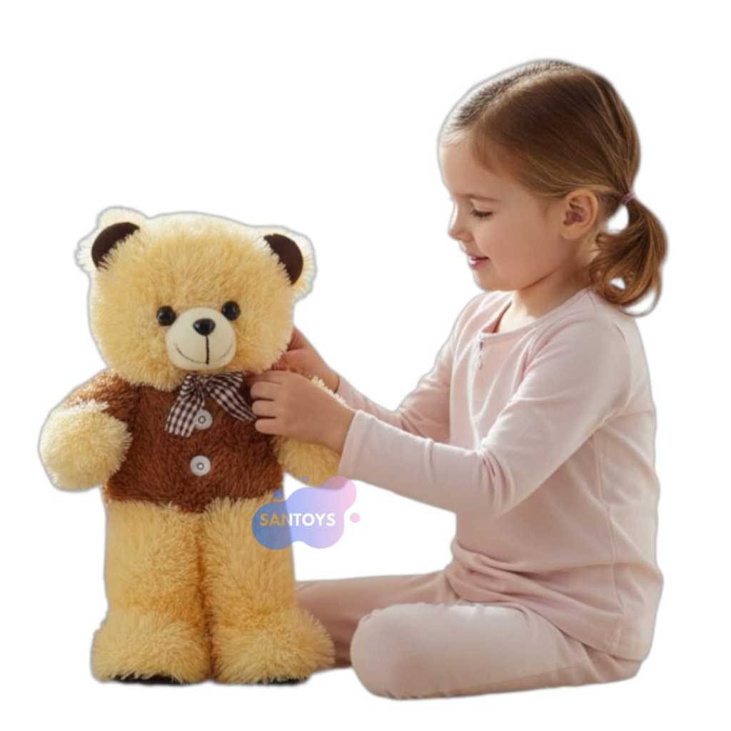 Boneka Teddy Bear Baju Ukuran 40 cm Bahan Rasfur Premium Cocok untuk Koleksi atau Hadiah Anak-anak