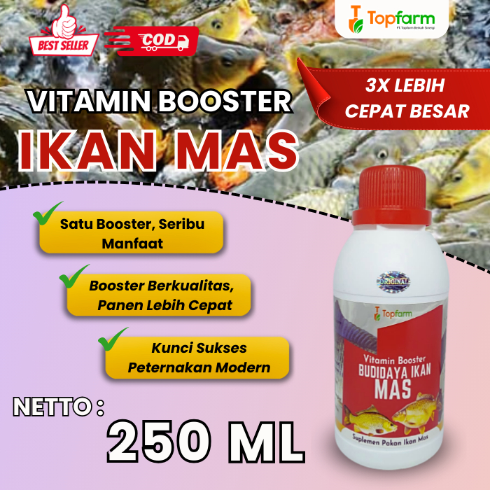 Vitamin Booster Budidaya Ikan Mas 250ml/ Vitamin Ikan Mas/ Vitamin Ternak Ikan Mas/ Vitamin Ikan Mas