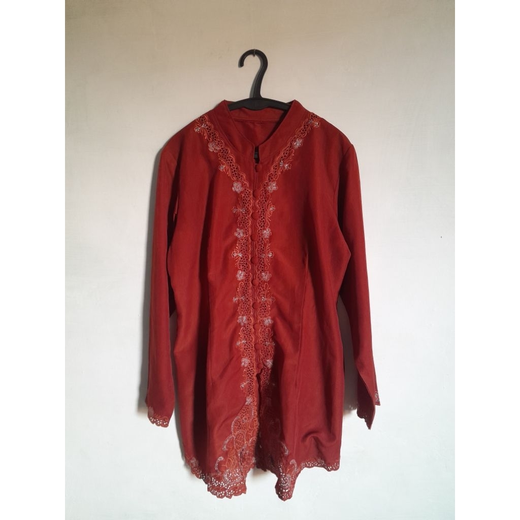 MY NONA - SATU SET KEBAYA TERACOTA GRATIS ROK BIRU DUYUNG