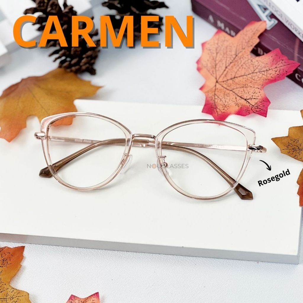 CARMEN (RoseGold) - Kacamata Perempuan Cat Eye Gadget Office Series Photocromic Antiradiasi Anti Emb