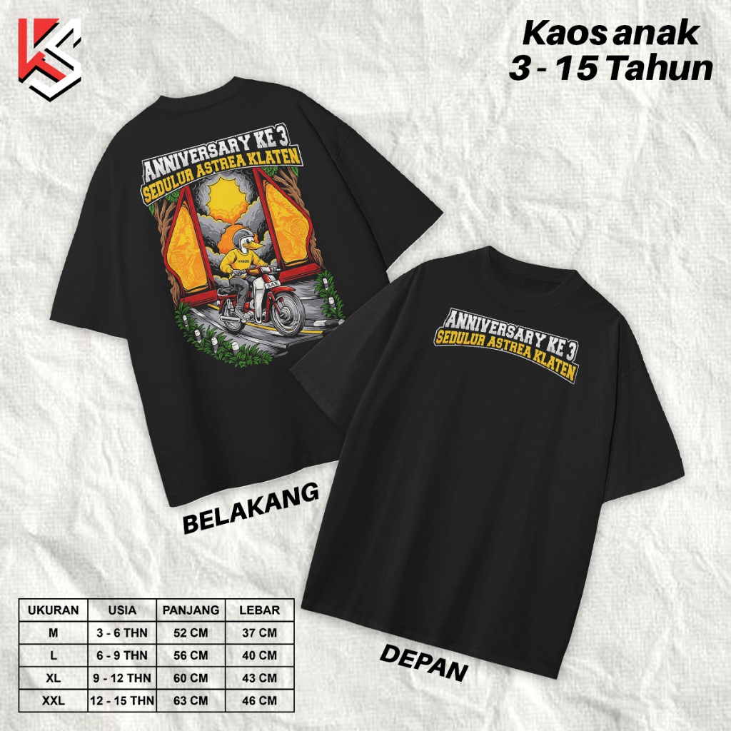 Kaos Anak Baju Kaos Acara Anniversary Sedulur Astrea Klaten Ke 3