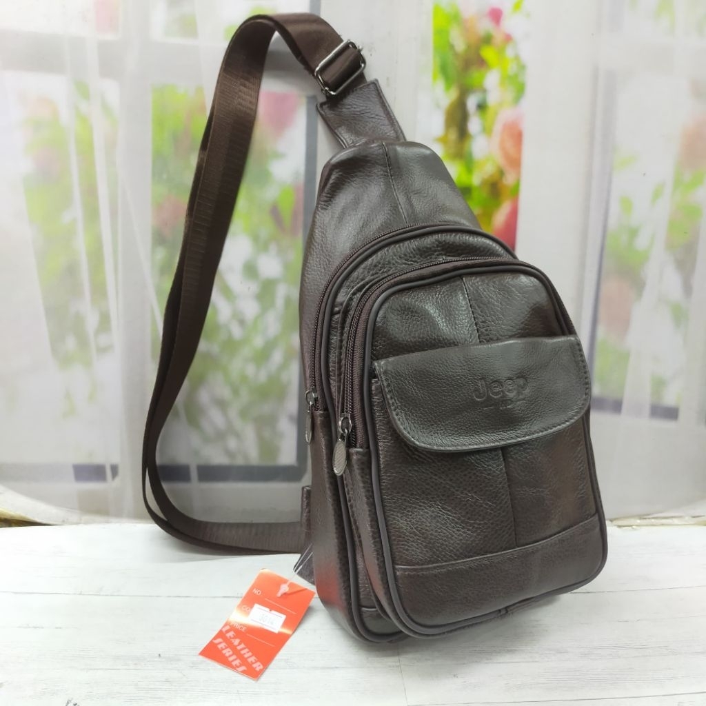 Tas selempang kulit pria slingbag kulit pria Jeep import