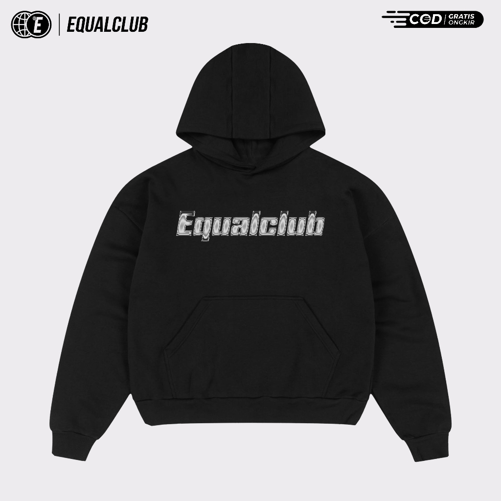 Equalclub - Hoodie Boxy RAYS sweater oversize unisex pria wanita hodi hitam kalcer outfit skena