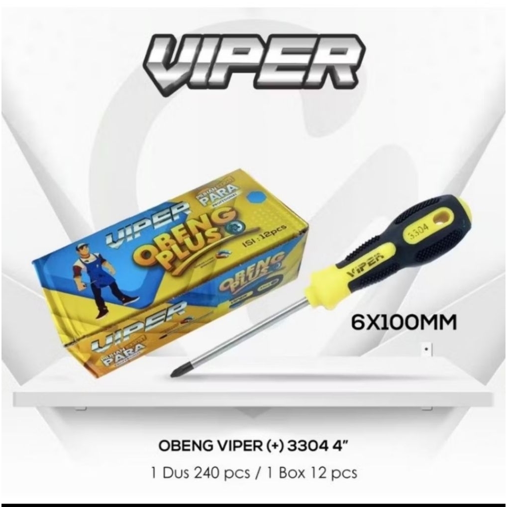 Obeng Plus Gagang Besar Panjang 4" VIPER