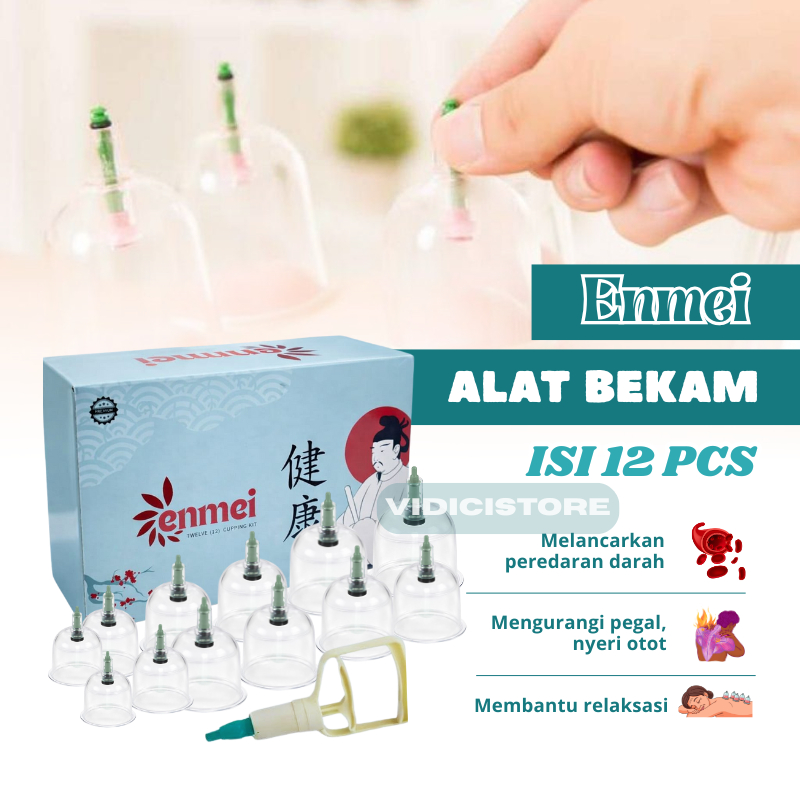 Alat Bekam 12 ENMEI / Alat Kop Angin isi 12 /Alat bekam murah /Alat Kop Lengkap Berkualitas 