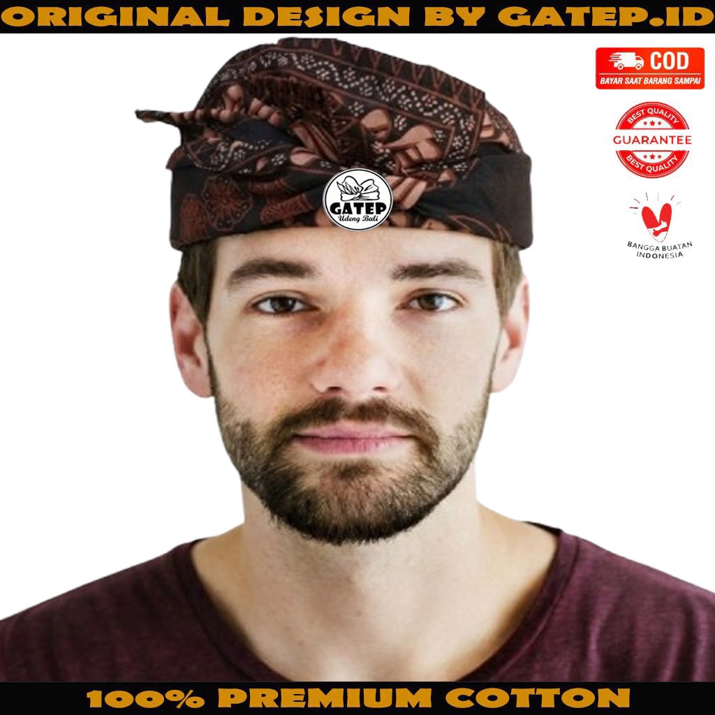Udeng Batik Khas Bali Motif Bukit - Ikat Kepala Pria Khas Bali Batik - Blangkon Bali Asli - Peci Bal