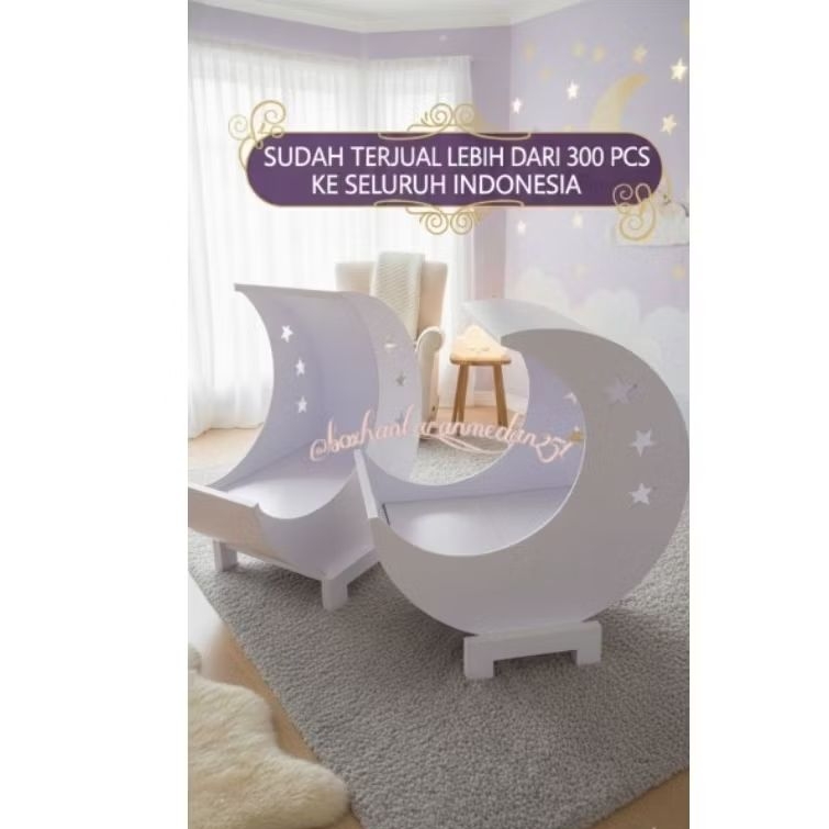 tempat tidur bayi jati belanda bulan sabit dekorasi aqiqah