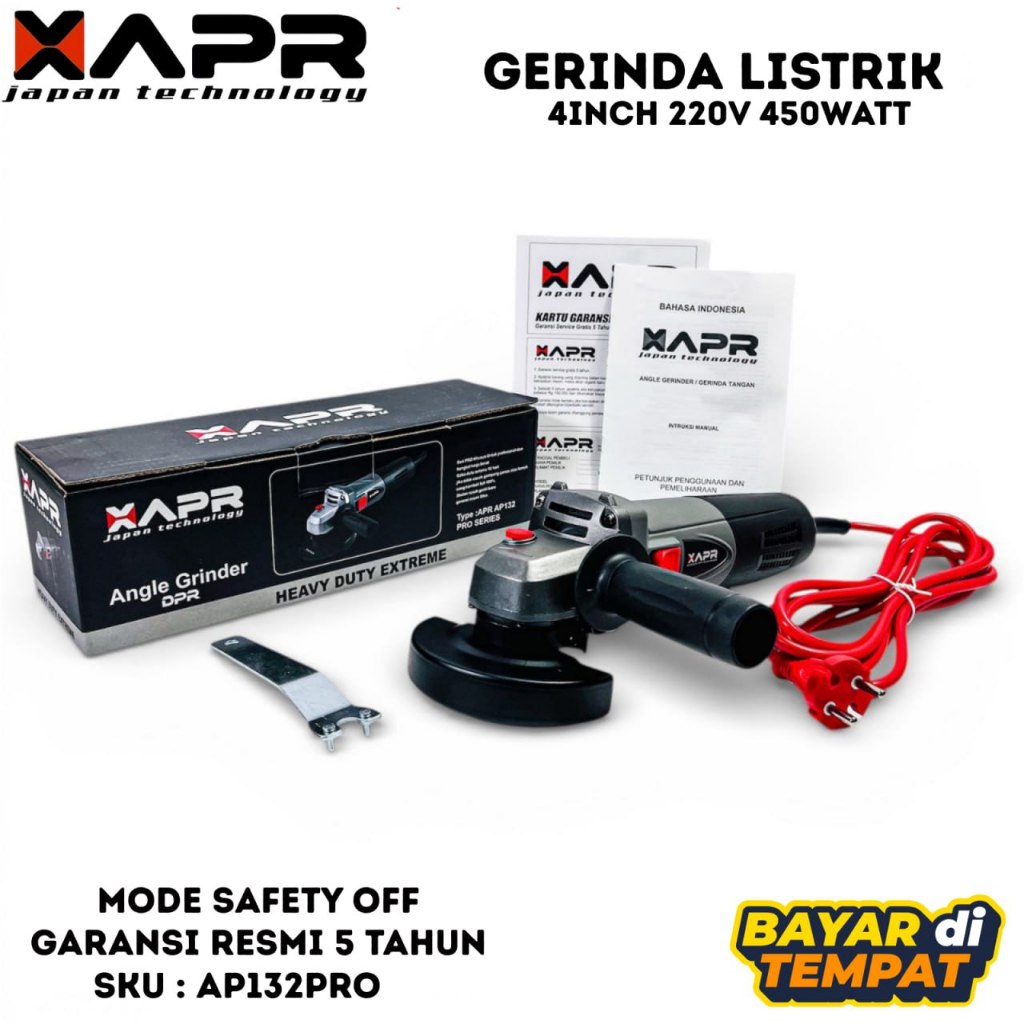APR JAPAN Rajanya Gerindra AP132PRO 4Inch Kualitas Angle Gerinder Mesin Gerinda Potong Besi
