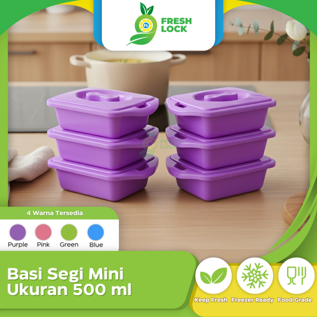 Prasmanan Set Mini Basi Set mini Wadah Penyimpanan 500 ml Food Grade bisa COD Tahan panas Segi Warna