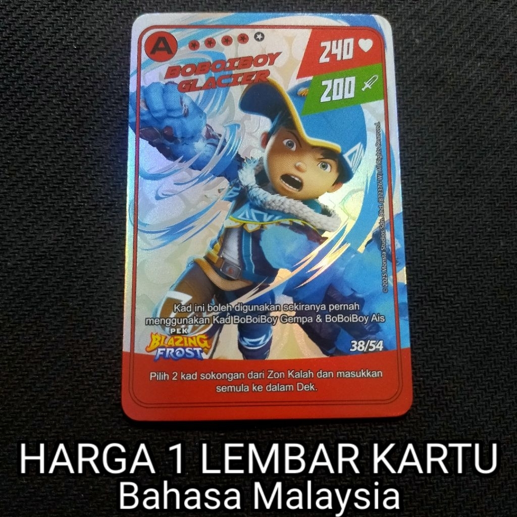 (HARGA SATU KARTU) Boboiboy Monsta Galaxy Card Boboiboy Glacier Dari Pek Blazing Frost