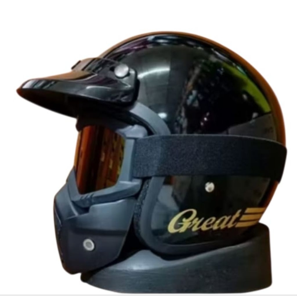 HELM BOGO PREMIUM RETRO SET PAKET GANTENG GOGLE MASK