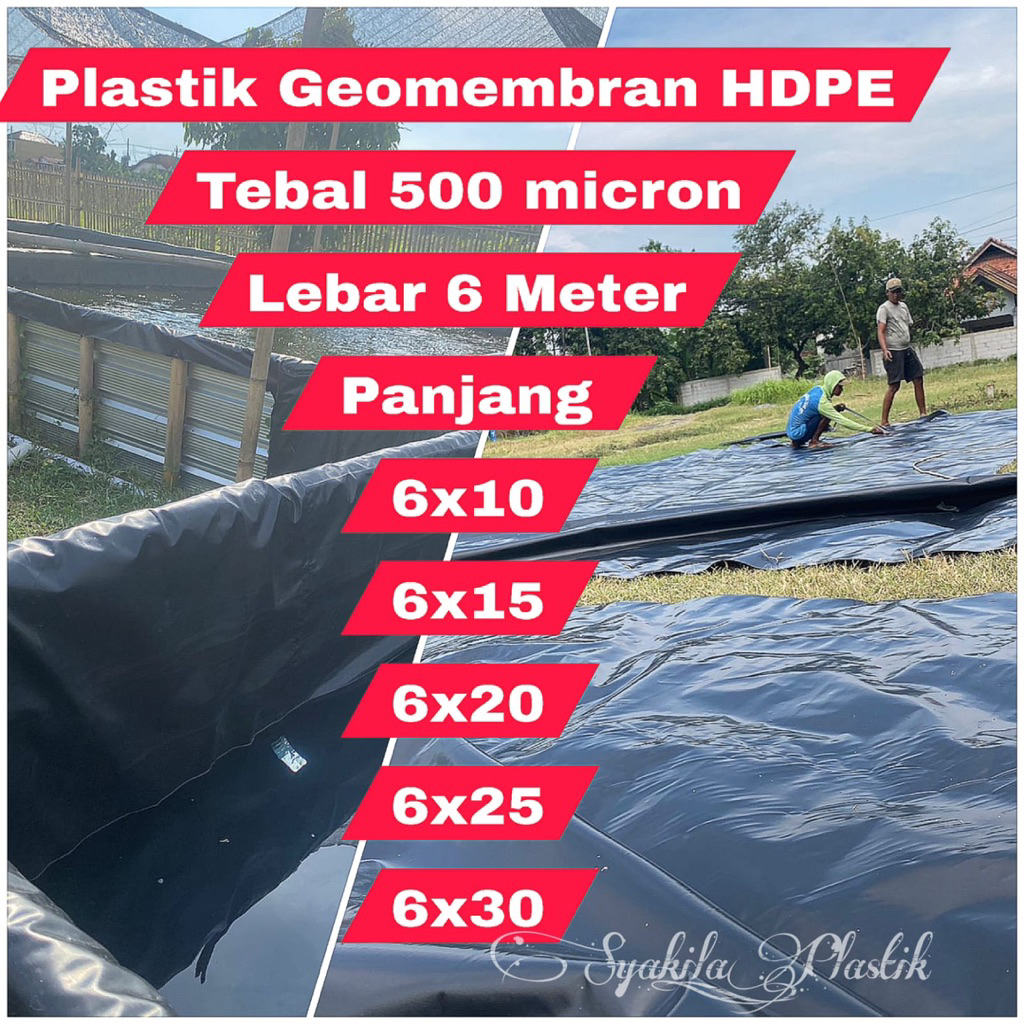 Plastik Geomembran HDPE 500micron Lebar 6meter /pengganti terpal kolam ikan