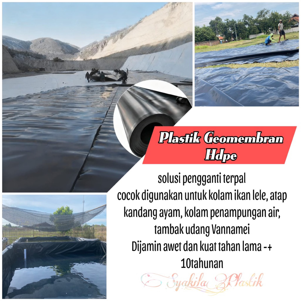 Plastik Geomembran Hdpe 500micron Lebar 8m /pengganti terpal kolam ikan