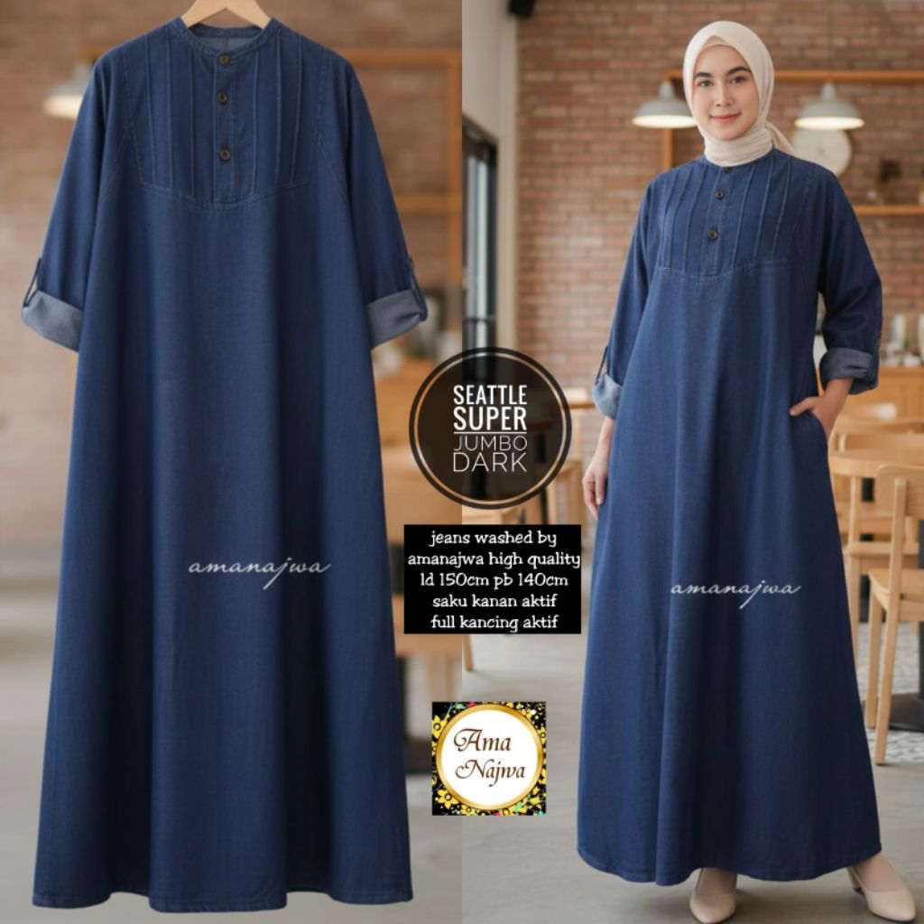 SUPER JUMBO LD 150 CM SEATTLE GAMIS BAJU WANITA BY AMANAJWA