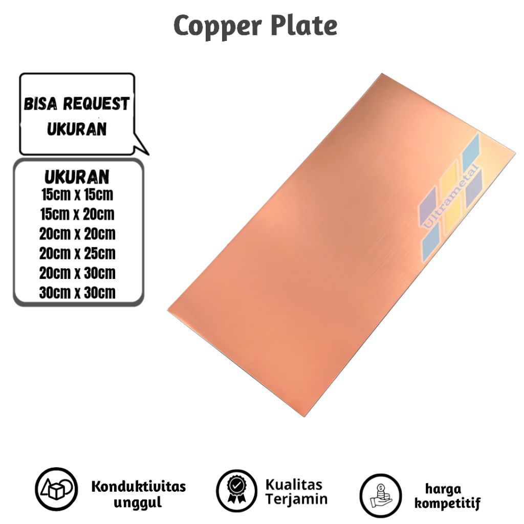 PLAT TEMBAGA TEBAL 0.5MM | PLAT TEMBAGA POTONGAN COSTUM