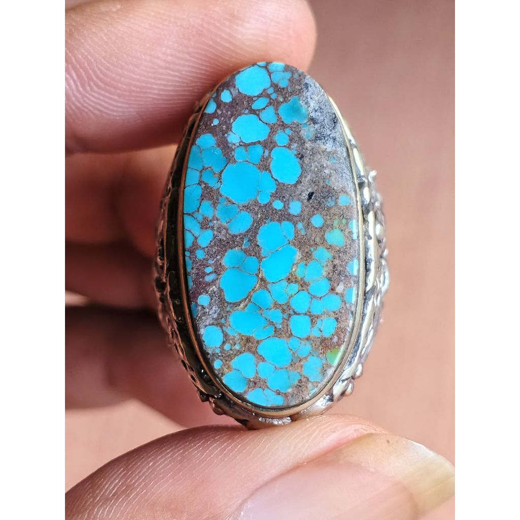 Natural Batu Pirus Persia Ceplok Kura