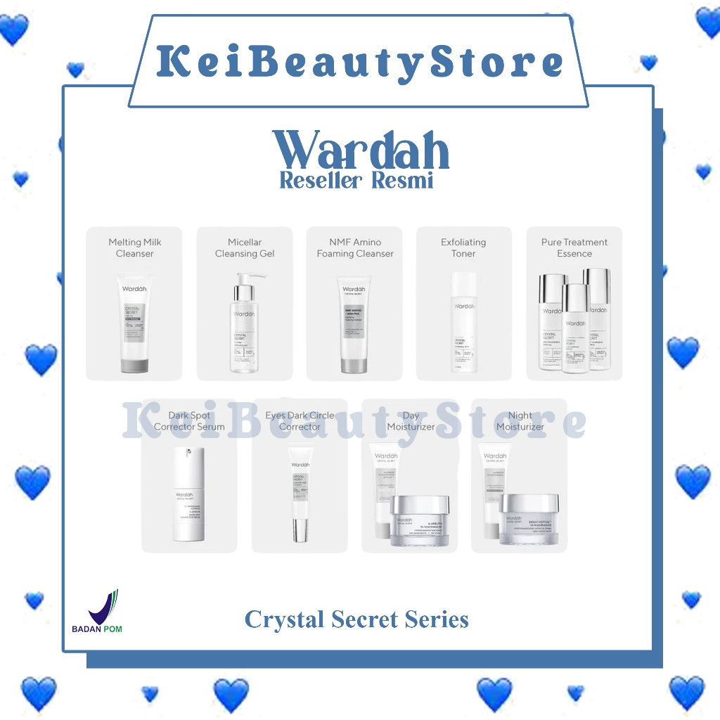 WARDAH Crystal Secret Series Lengkap - Milk Cleanser, Micellar Cleansing Gel, Foaming Cleanser, Exfo