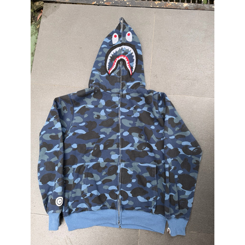 BAPE A BATHING APE SHARK X PSG FULL ZIP UP HOODIE ZIPPER SECOND USED SECONDARY JACKET