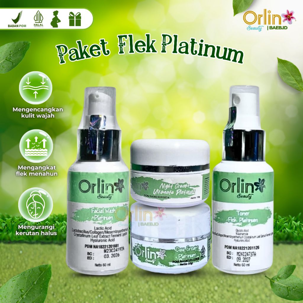 Paket Flek Platinum Orlin Beauty Membantu Menghilangkan Flek Noda Hitam Bekas Jerawat Wajah Glowing 