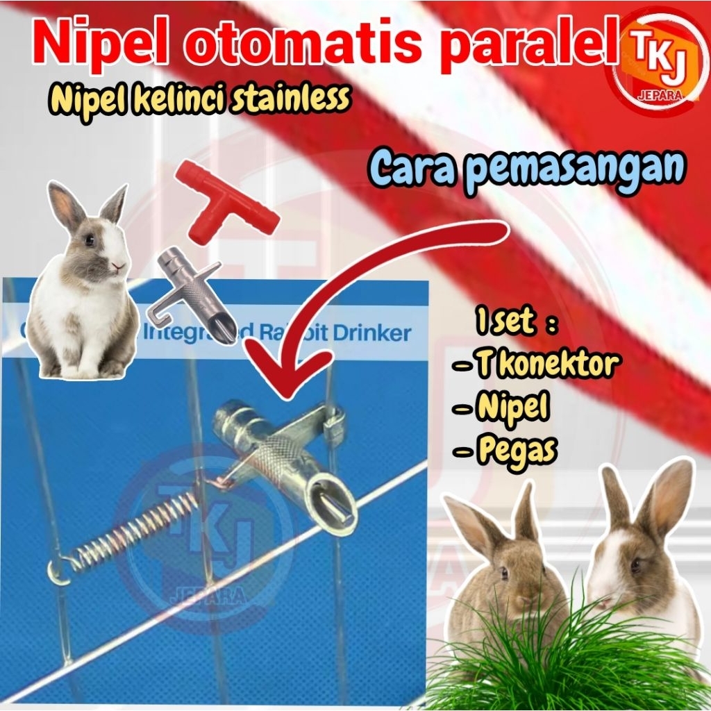 nipel kelinci paralel stainles M2 untuk Nipel minum Kelinci kucing hamster tikus dll Nipel otomatis 