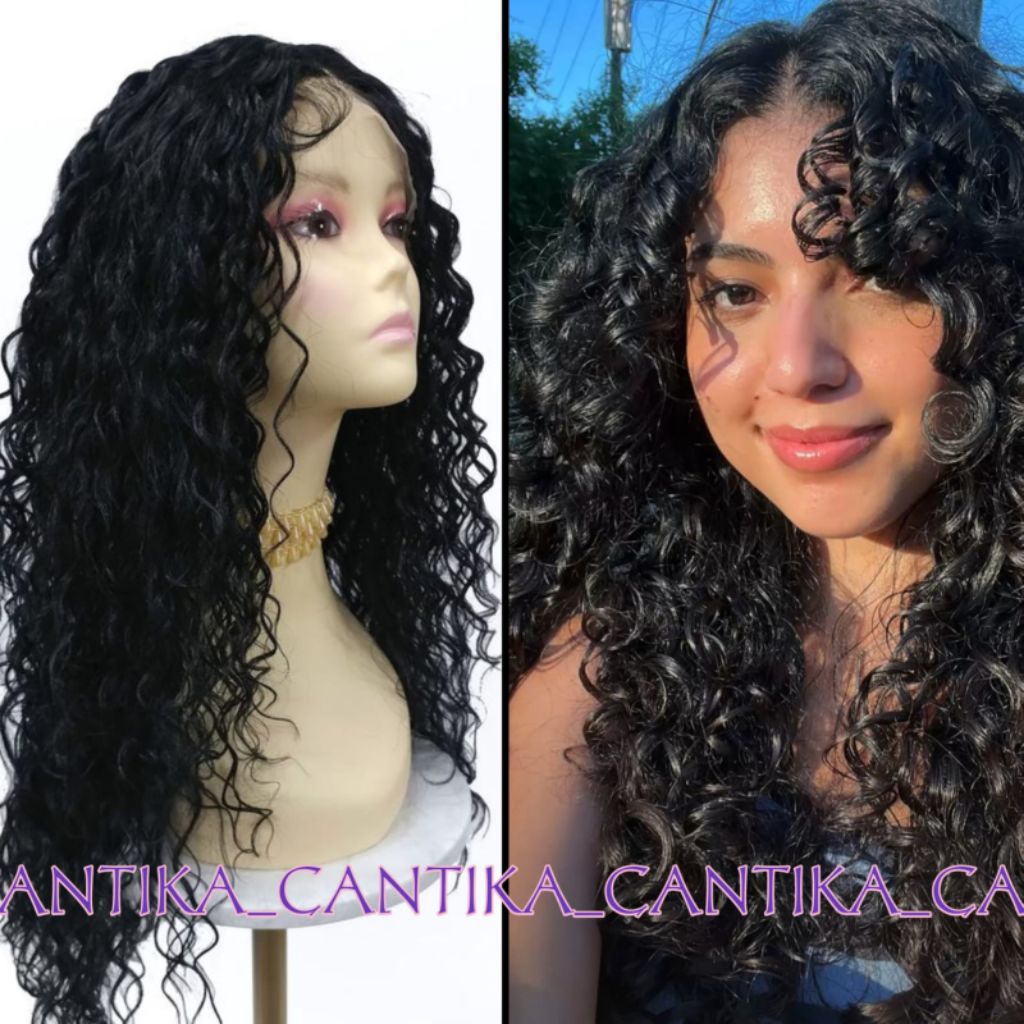 CANTIKA WIG WANITA RAMBUT PANJANG CURLY 60 CM MODEL DOMINICA FRONT LACE BAHAN SINTETIS PREMIUM BISA 