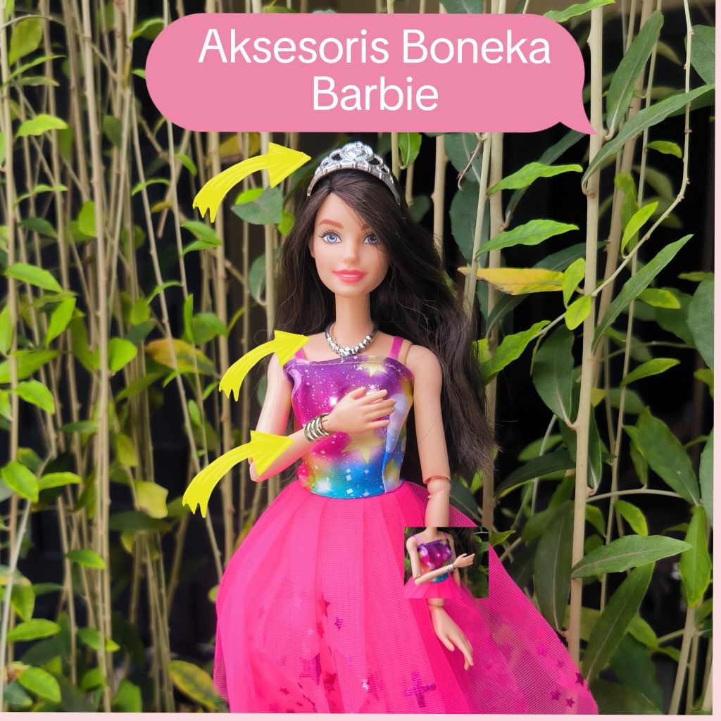Aksesoris Boneka Barbie : Mahkota Gelang Kalung