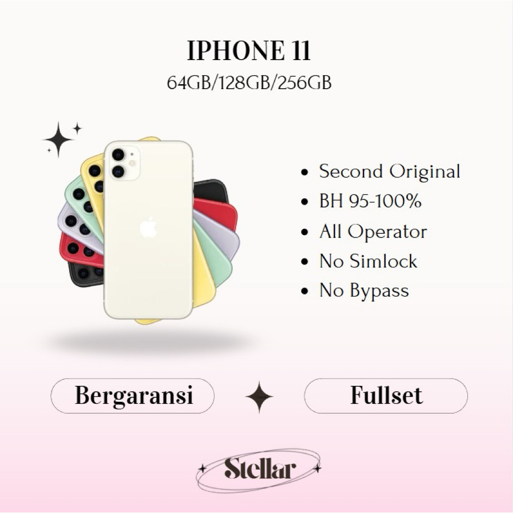 11 64GB/128GB/256GB Handphone Second Fullset 100% Original