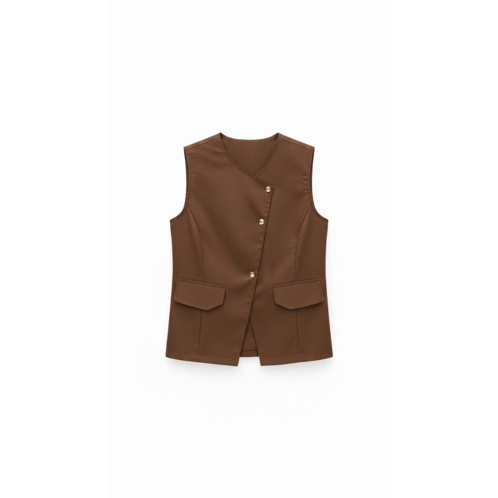 Vest Korean Style Atasan Wanita Kekinian Vneck Rompi Sleeveless Casual Top BERLYN