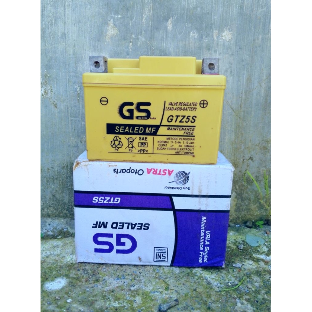 Jual Aki Gs Astra gtz5s gold original aki motor Mio j,Vario ,beat ,supra125,Honda grand,fiz R