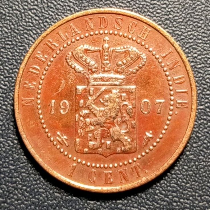 Koin Kuno 1 Cent Nederlandsch Indie Tahun 1907
