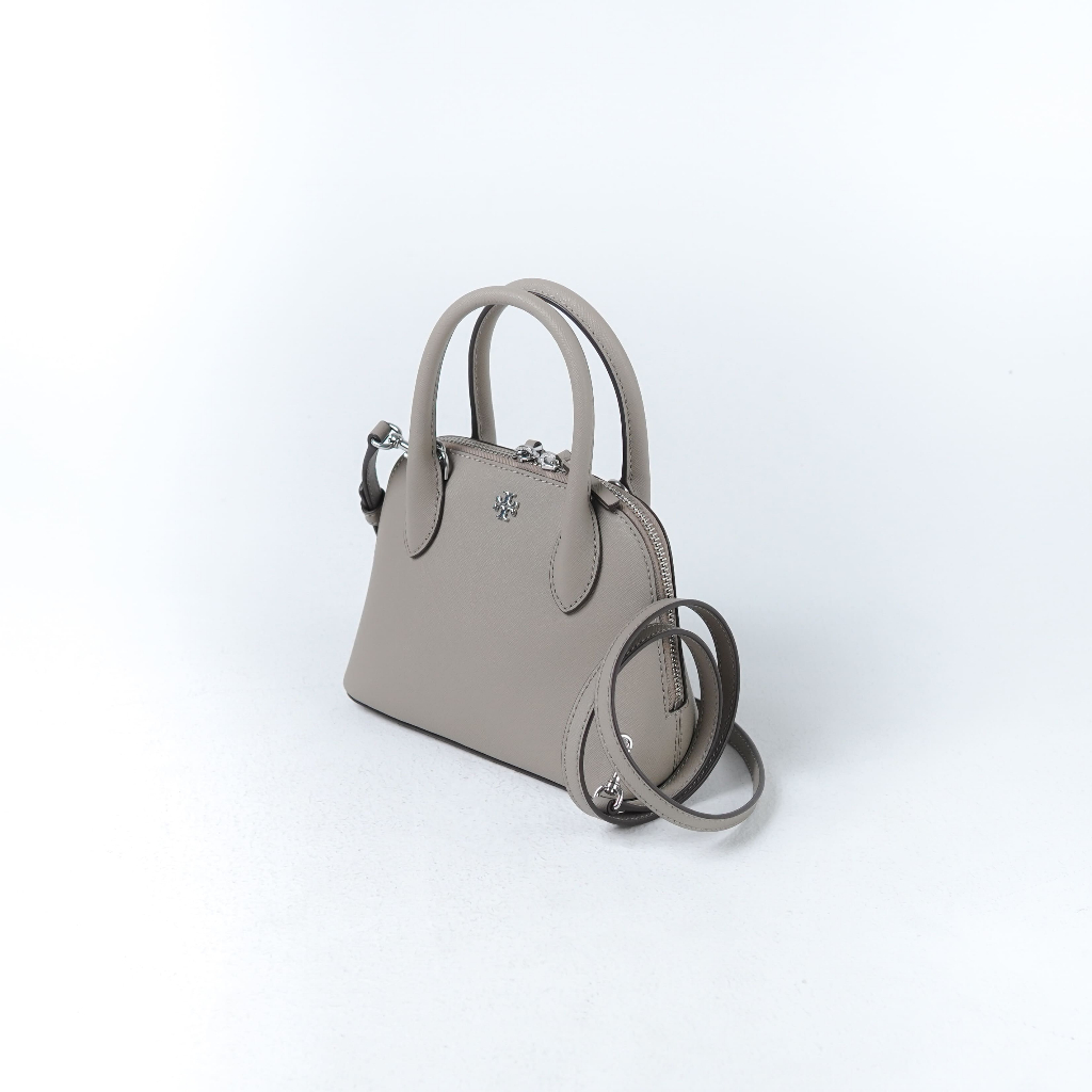 Tas TB EMERSON DOME TAUPE PATENT TOP HANDLE BAG WITH LS SMALL 100% ORIGINAL