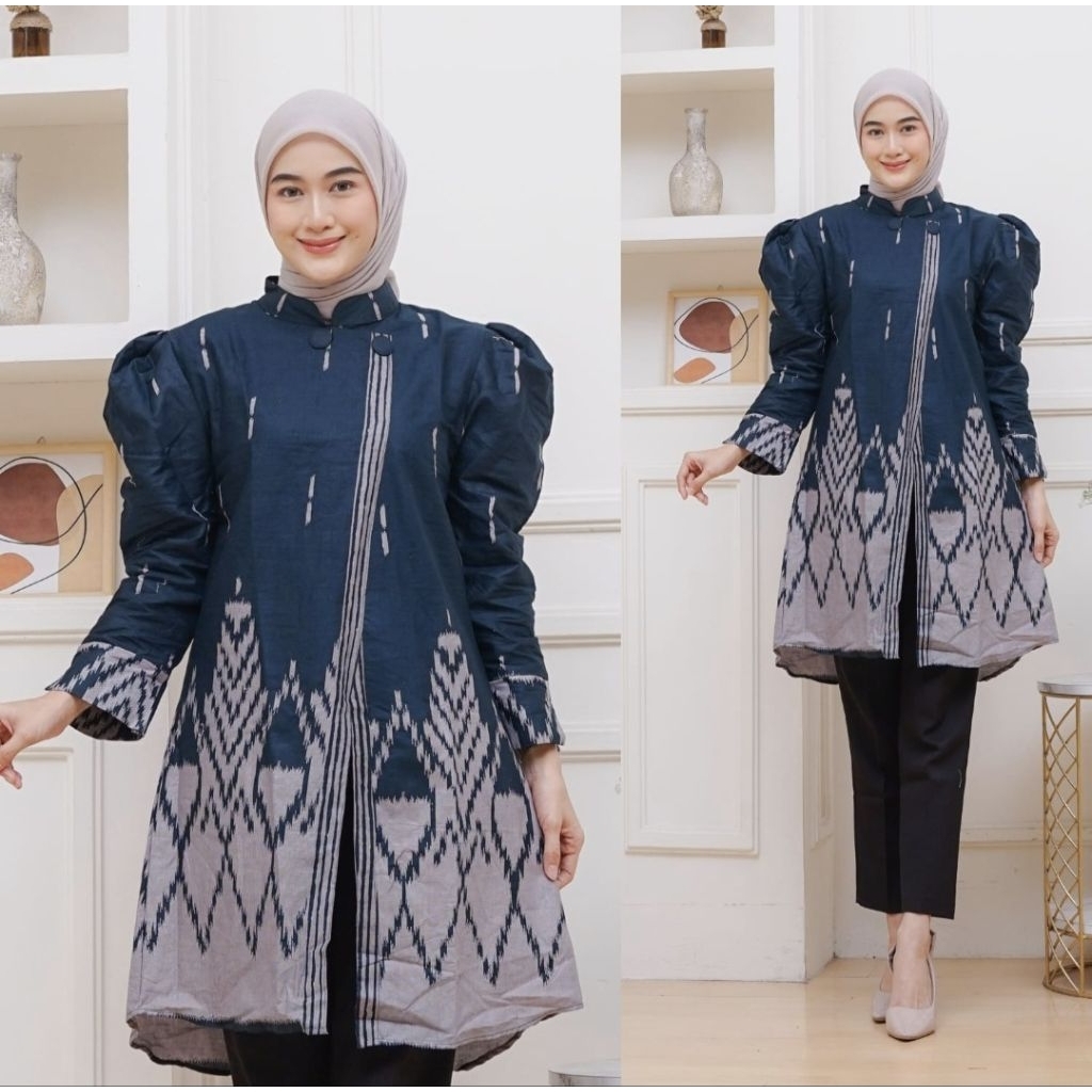 Atasan Tunik Batik Wanita Modern Bahan Katun Halus