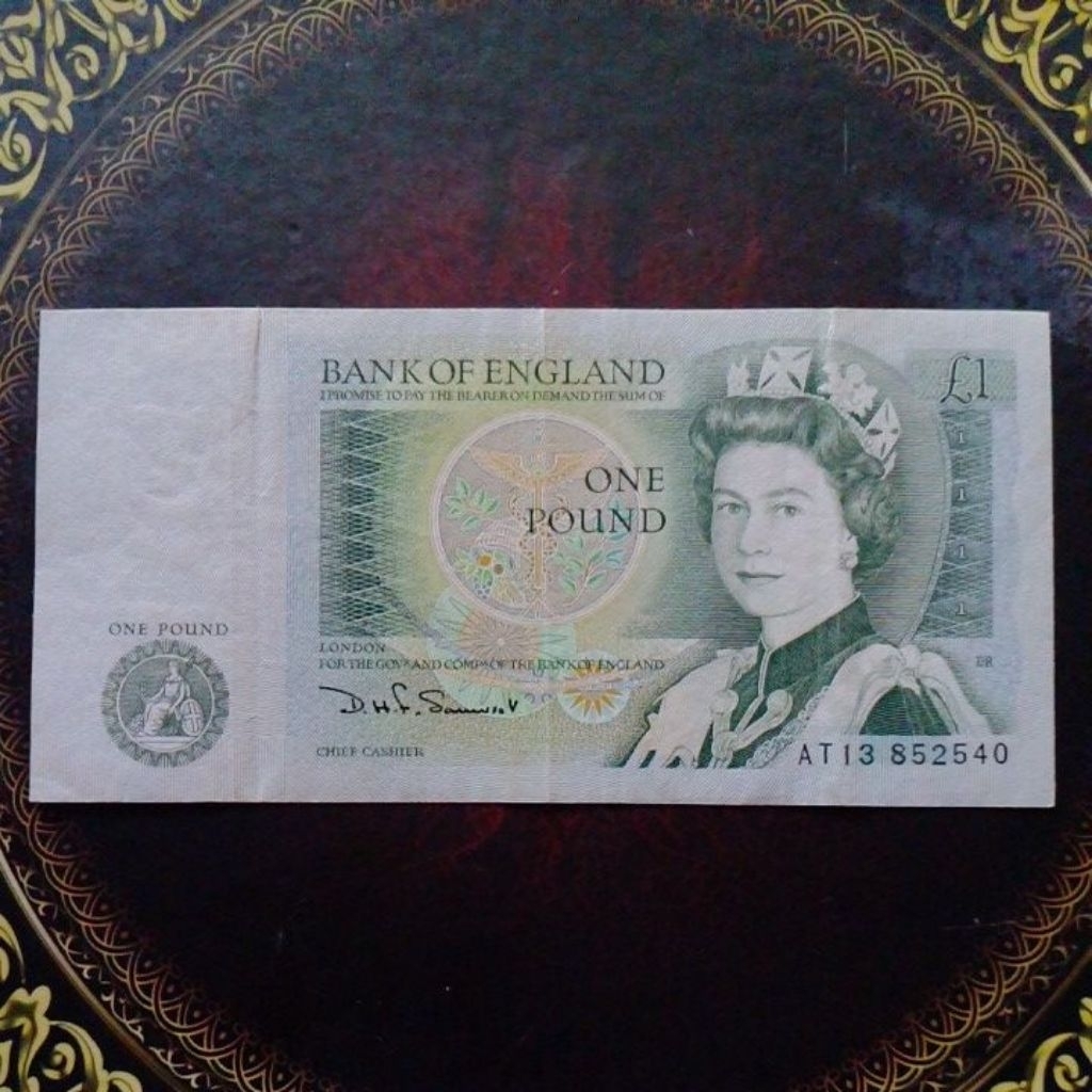 Uang England Inggris 1 pound 1971 vf