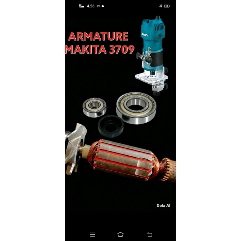 paket bearing+karet armature mesin profil kayu makita 3709