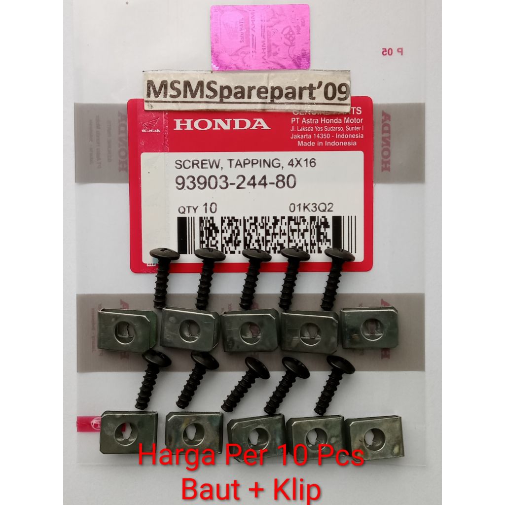 10 PCS BAUT KLIP BODY BEAT VARIO DRAT KASAR 4X16 HONDA KODE 93903-244-80