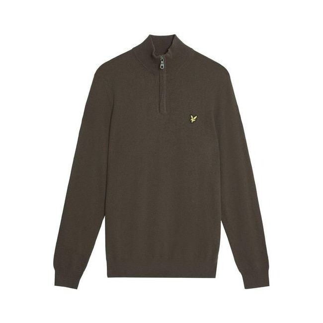 Lyle & Scott Cotton Merino 1/4 Zip Sweater (Espresso) Original