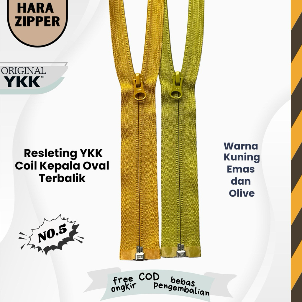 Resleting Jacket YKK Coil Kepala Terbalik Oval no.5