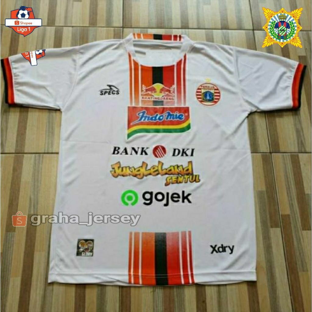 Jersey PERSIJA Jakarta AWAY Liga 1 Shopee 2019 Putih PRINTING Retro Lokal