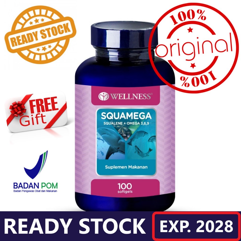 Wellness Squamega Squalene + Omega 369 (100 Softgels) - Suplemen Kesehatan, Ready Stock