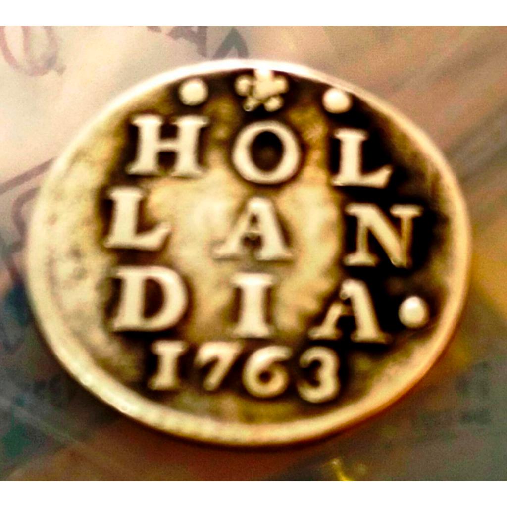 BL8 koin 2 stuiver 1763 dari probinsi Hollandia, koin perak kualitas tinggi VOC era