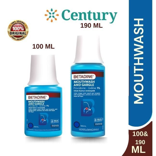 Betadine Mouthwash & Gargle/Betadine Kumur 190 ml/Betadine Gargle/Betadine Kumur 100 ml