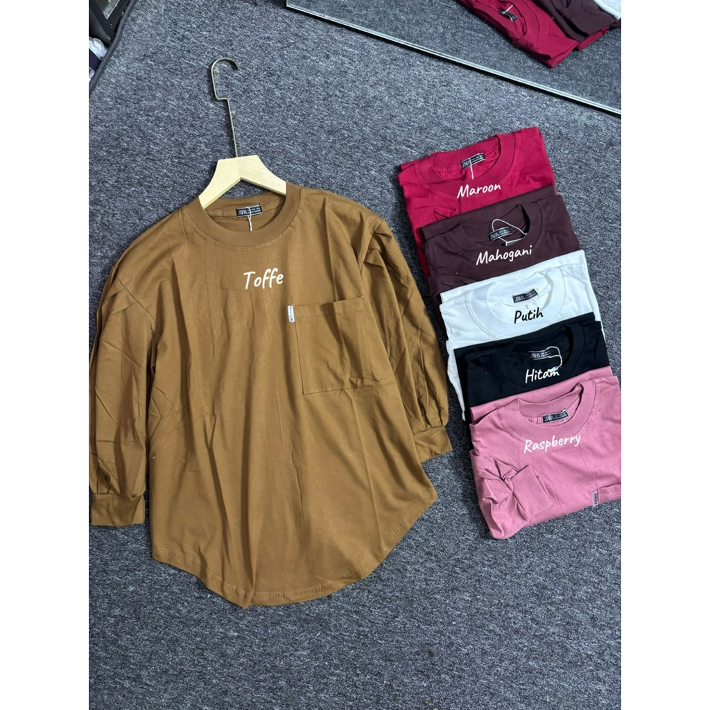 Blouse Kaos Oval Balon Pocket Wanita | atasan kaos lengan balon